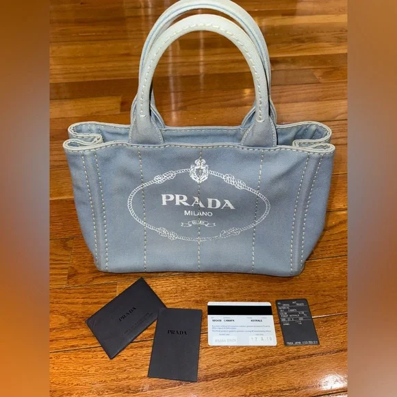 *SOLD*PRADA Canapa Small Tote With Original Cards of Authencity and Dust Bag. - Picture 2 of 14